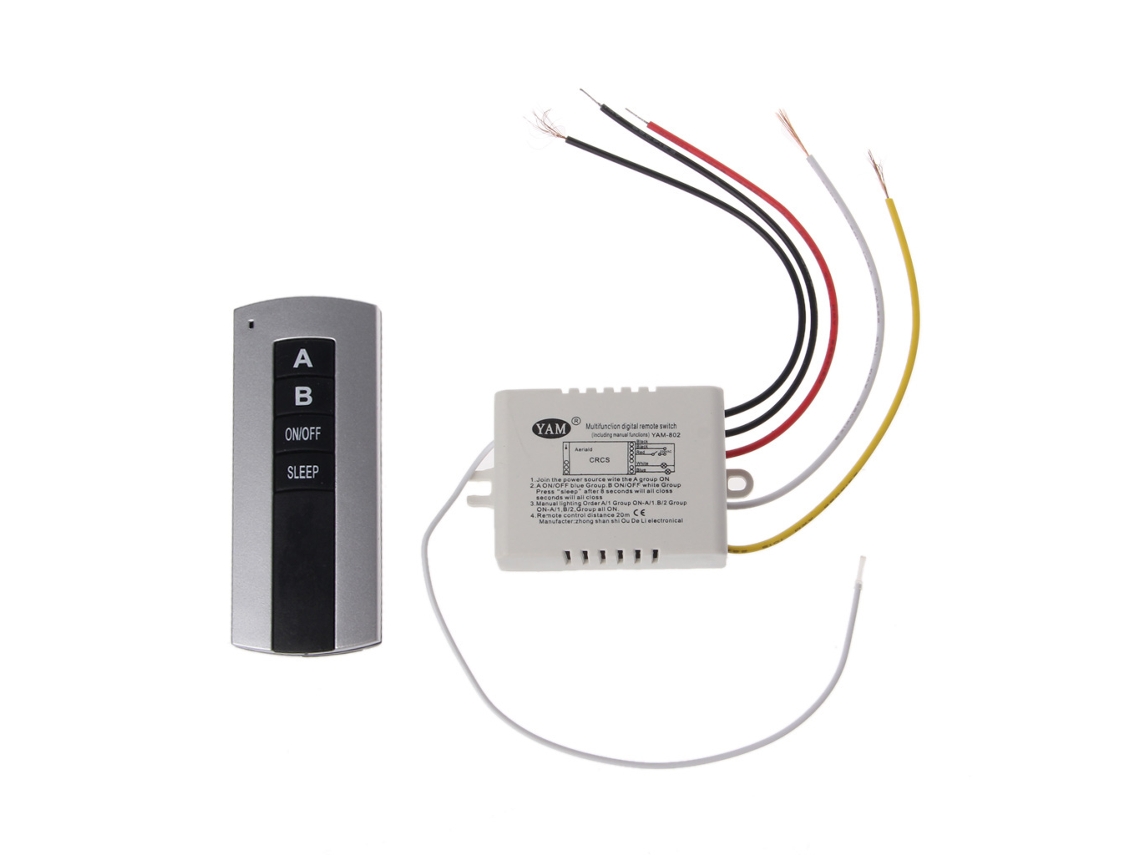 Transmissor e Receptor de Controle Remoto Sem Fio 2 Canais para Lâmpada Liga/desliga BRILVIBERA