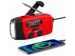 Rádio de emergência AQUAFORGE portátil FM/AM com energia solar, alarme SOS, lanterna LED, bateria 2000mah, carregador USB-C
