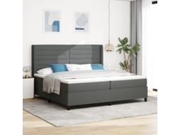 Cama Box Com Colchão Cinza Escuro 200x200 Cm Tecido