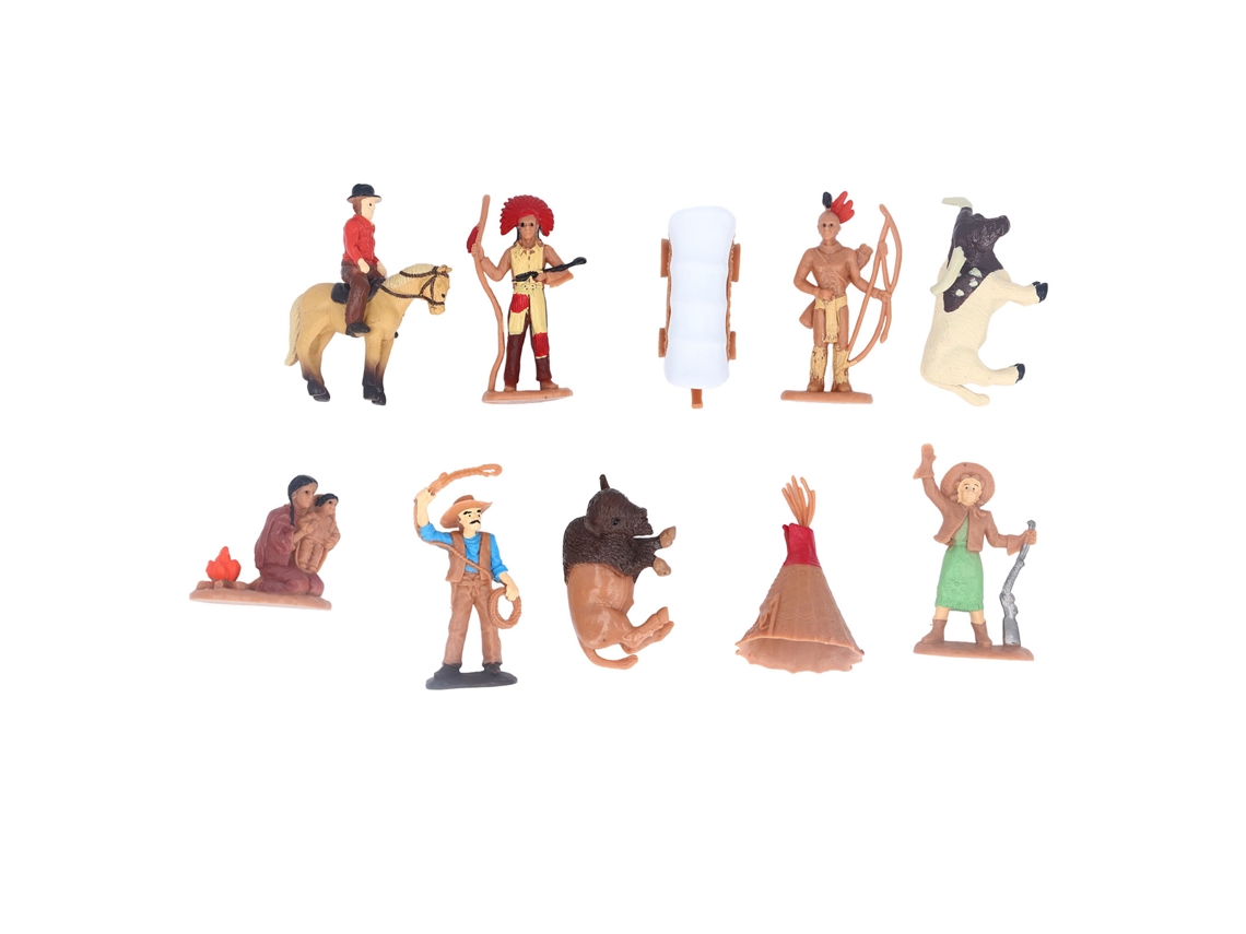 Ats 10 Figuras de Ação de Vaqueiros e Índios em Pvc Resistente com Ricos Detalhes para Brincadeira e Decoração Infantil