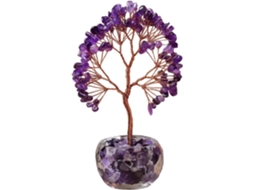 Árvore de Cristal Genérica com Ametista, Árvore da Vida Salvadorenha Decoração de Mesa, 15cm, Tronco de Cobre Feito à Mão