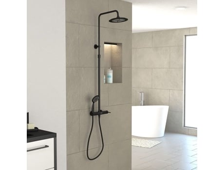 Coluna de Duche Mecânica Acabamento Preto Mate 133x28x52 Cm Molly Black Aurlane