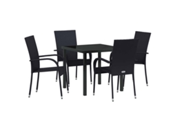 Maison Exclusive - Conjunto De Jantar Para Jardim 5 Pcs Preto Aço Revestido A Pó