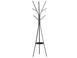 Cabide de Pé Metal e Mdf Cor Preto 45x45x180 cm Homcom