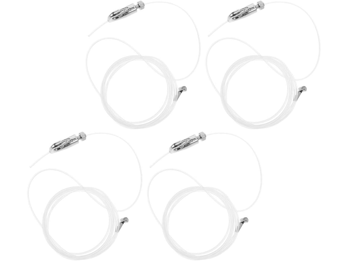 Conjunto 4 Sistemas Cabos Pendurar Quadros Inoxidável Nylon Ganchos Ajustáveis Escritório Galeria Fácil GOKOCO