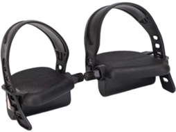 Pedais antiderrapantes para bicicleta ergonômica com altura ajustável.
