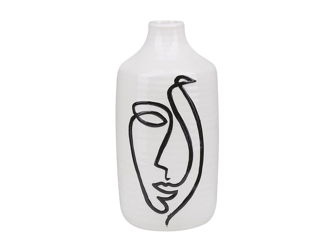 Jarra De Flores Aenus 22 Cm Grés Branco
