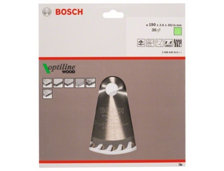 Disco de Serra Circular BOSCH Optiline Madeira 190x20/16x2.6 mm - 36