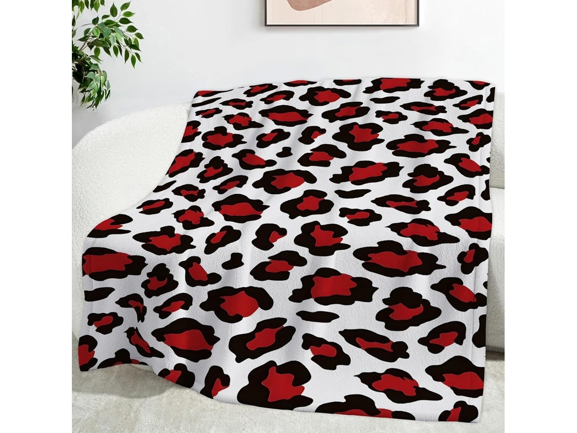 Manta com Estampa de Leopardo Animal 180x200 Cm Multifuncional Macia Flanela Aconchegante para Cama Escritório
