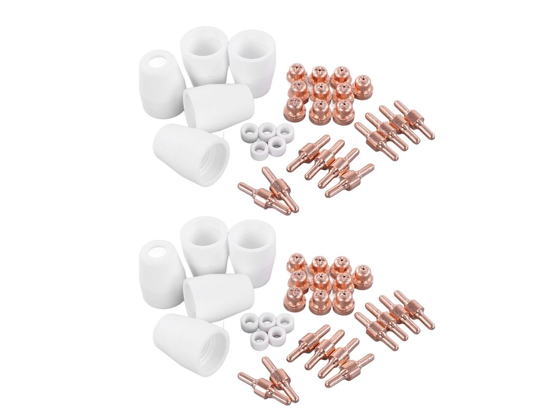 Kit 60 Peças Consumíveis Tocha de Corte Plasma: Eletrodos, Bicos, Capas e Anéis S/MARCA