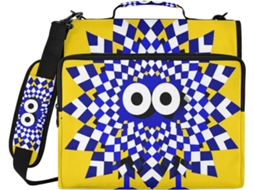 Pasta Com Zíper Crazy Checkered Chick Snowflake Yellow De 3 Argolas E Alça Ombro, Com Vários Bolsos, Organizador De