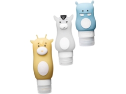 De 3 Frascos Dosadores De Silicone, 100ml, Tamanho Médio, Com Desenhos Animados Para Cosméticos.