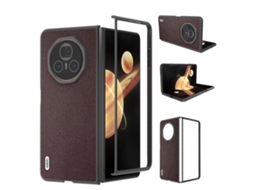 Capa De Couro Elegante Com Bordas Pretas Abeel Para Honor Magic V3
