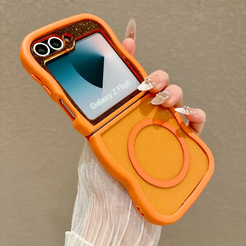 (samsung Zflip 8 Laranja) Capa Transparente, Brilhante E Com Bordas Suaves, Resistente A Impactos.