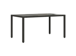 Mesa de jardim com tampo de vidro Vime Pe Preto 150x90x75 cm MAISON EXCLUSIVE