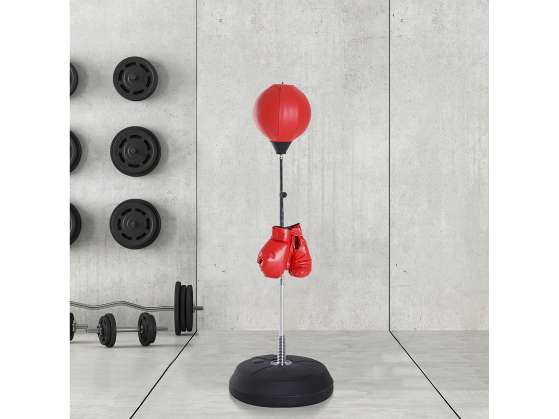 Saco De Golpe Em Pé Com Bola Soco Ajustável Altura 126-144 Cm, Luvas, Bomba E Base Lastro Para Adolescentes E Iniciantes Vermelho