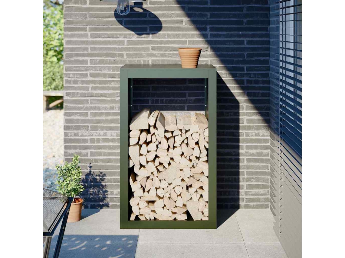 Vidaxl Suporte Para Lenha 60x40x100 Cm Aço Verde