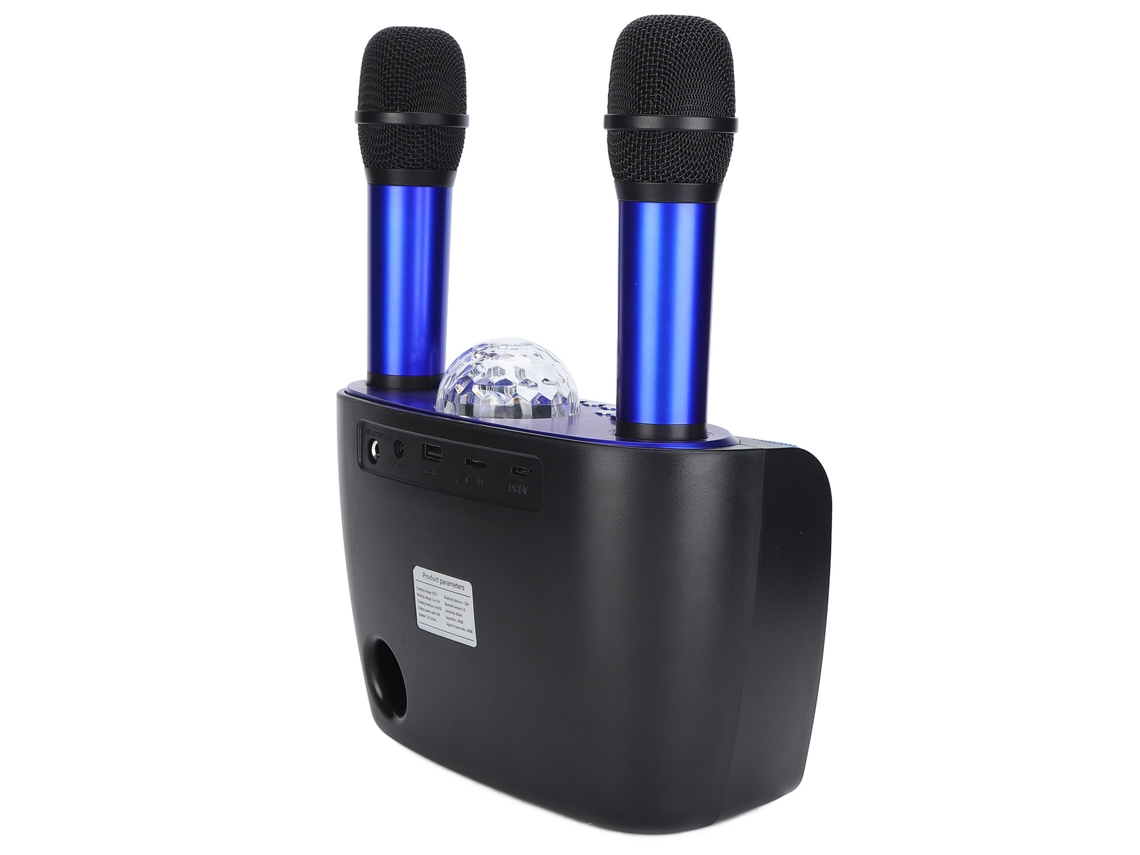 Máquina de karaoke portátil com dois microfones e luz RGB EOOCOO