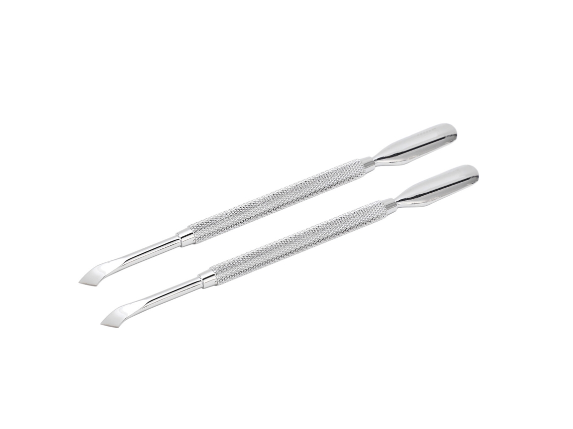 2pcs Removedor De Cutículas Com Duas Pontas Em Aço Inoxidável Para Remoção De Calos E Exfoliação Portátil Para Salão De Beleza