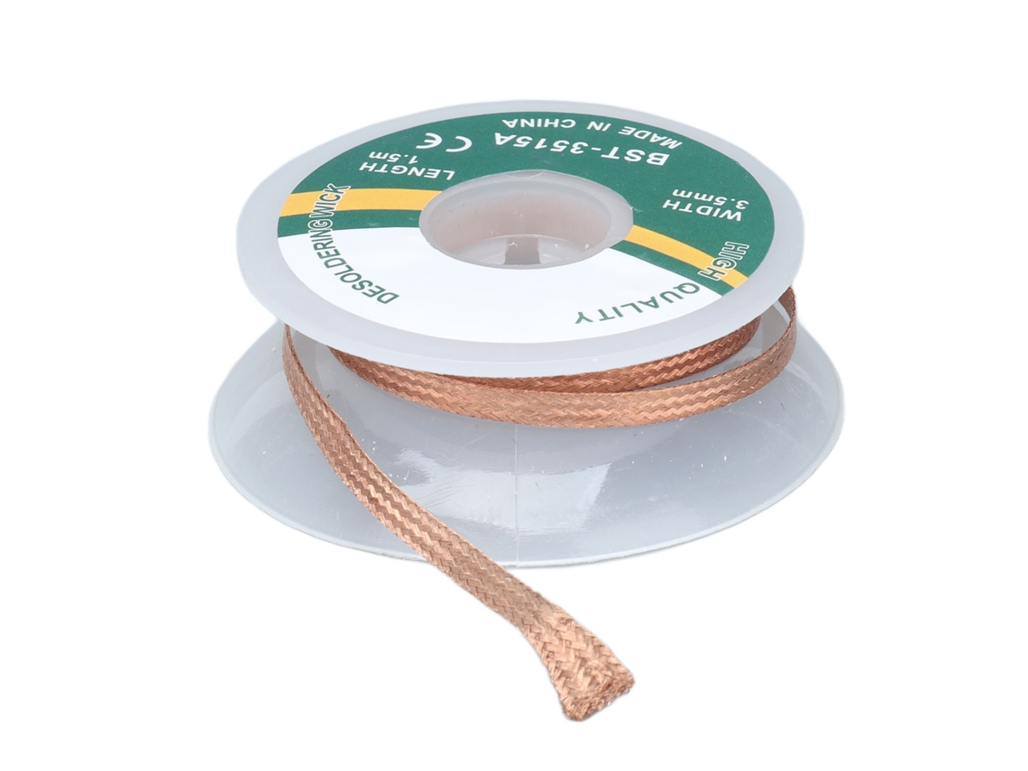 Fita de dessoldagem de cobre, liga sem limpeza, baixo resíduo, 1,5 m, 3,5 mm (3515a)