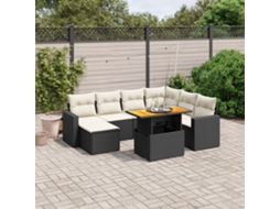 Vidaxl 8 Pcs Conjunto Sofás De Jardim Com Almofadões Vime Pe Preto