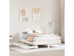 Vidaxl Cama Sem Colchão 120x190 Cm Madeira De Pinho Maciça Branco