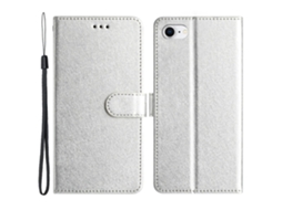 Capa Em Couro Pu Com Suporte E Pega Para Apple Iphone 6 / 6s / 7 / 8 - Prata