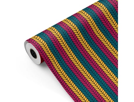 Bobina De Papel De Presente, Rolo Grande 62cm X 100m • Espiga Tricolor • Ideal Para Lojas Negócios Comércio Fiesta Paper