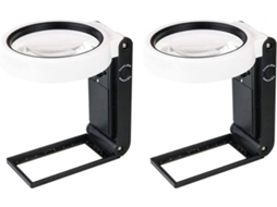 Lupa Dupla Com Luz E Suporte, Dobrável, Ajustável, Tamanho De Bolso, 6 X 25 X Com Iluminação Led Gokoco