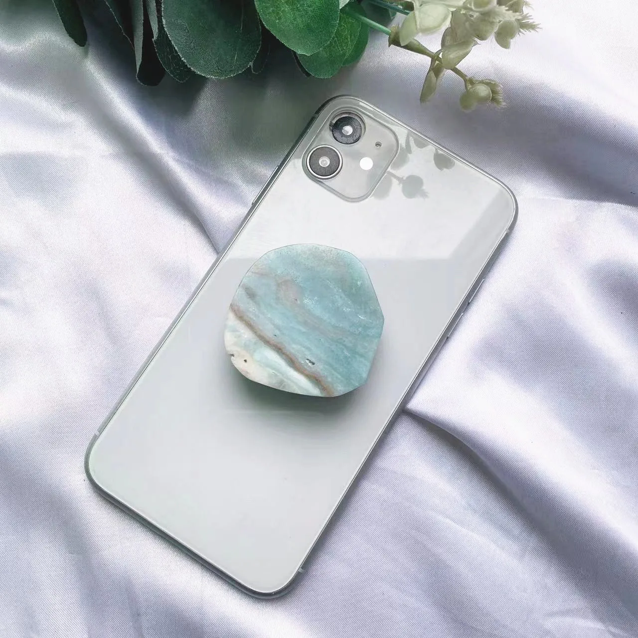 Suporte para Celular Ins em Pedra de Mármore Turquesa, Dobrável, Iphone, Samsung e Xiaomi, Acessórios AQUAFORGE