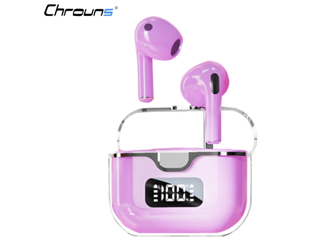 Fone De Ouvido Sem Fio Bluetooth, Chrons Bluetooth 5.2, Com Microfone Recarregável Roxo