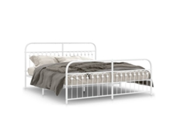 Estrutura de Cama com Cabeceira e Pés Metal Branco MAISON EXCLUSIVE 183x213 cm