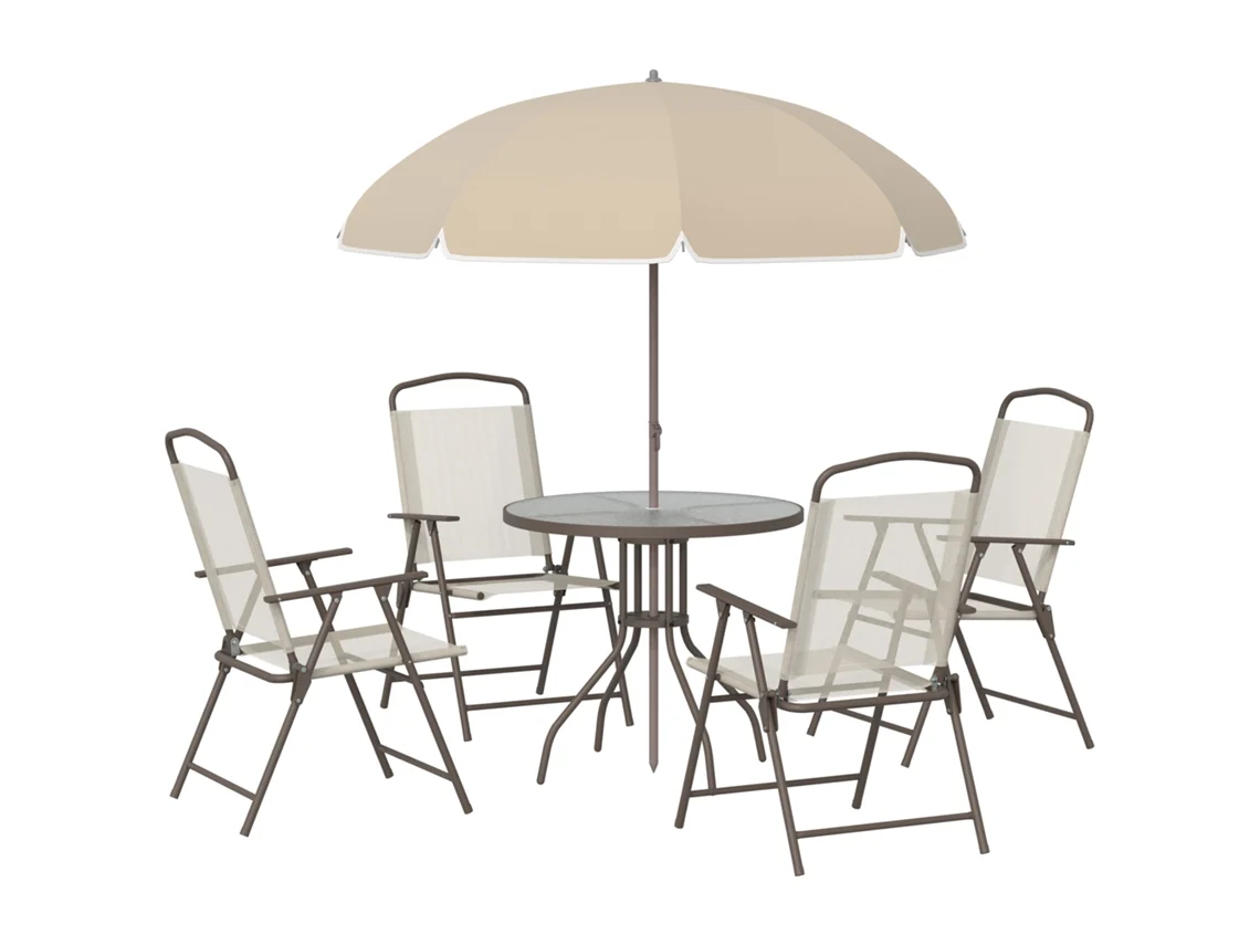 Conjunto de Móveis de Jardim Aço e Poliéster Cor Bege 80x80x69.5 cm Outsunny