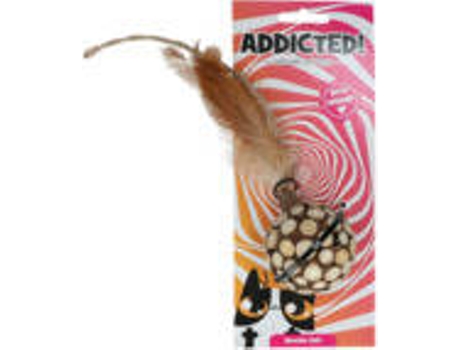 Brinquedo para Gato  Bola de madeira com penas