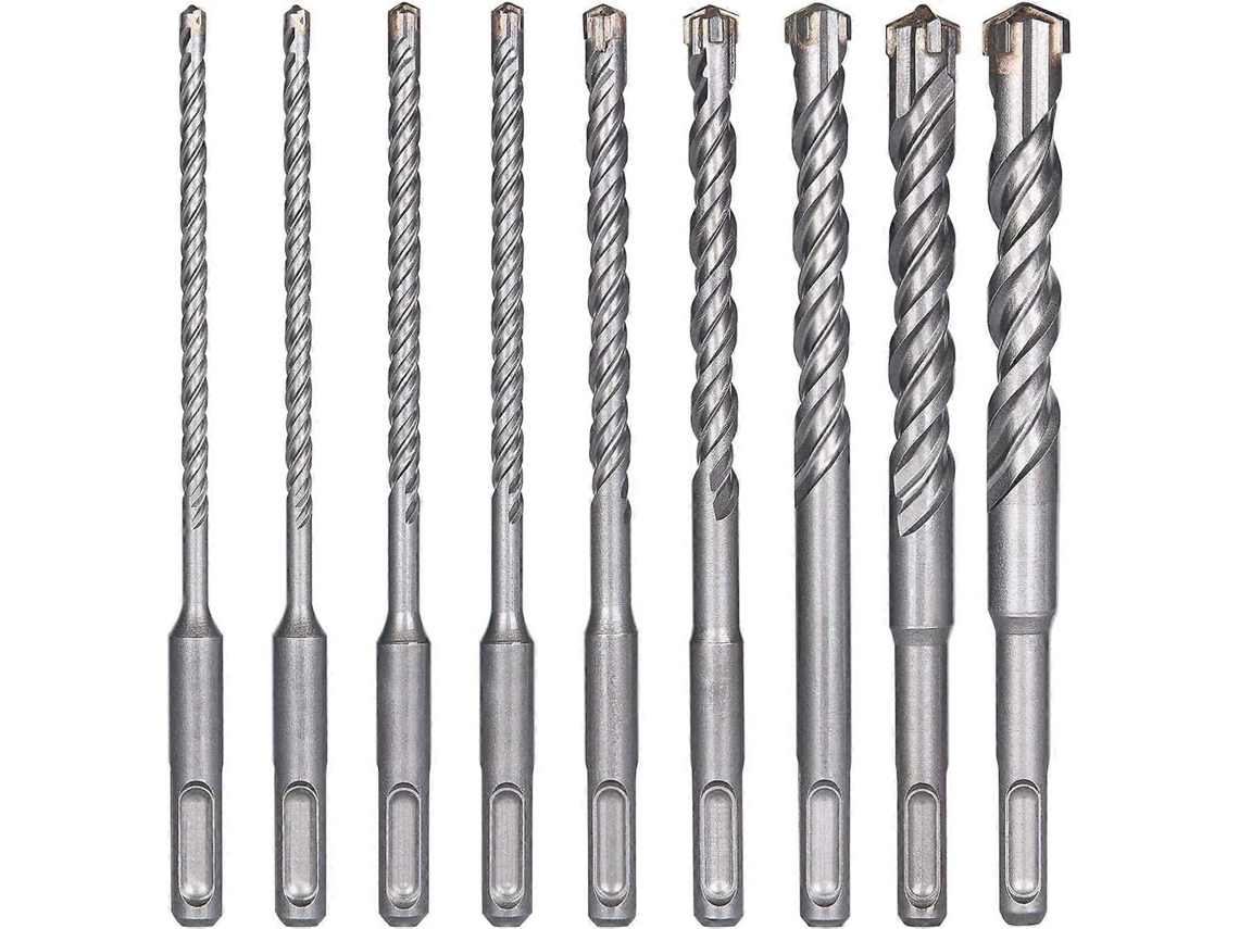 Broca De Impacto Elétrica Nirvana Manufacturing Para Concreto, 9 Peças , Broca Cruzada Sds Plus Para Concreto, Tijo Slowmoose (5 Mm A 16 Mm)