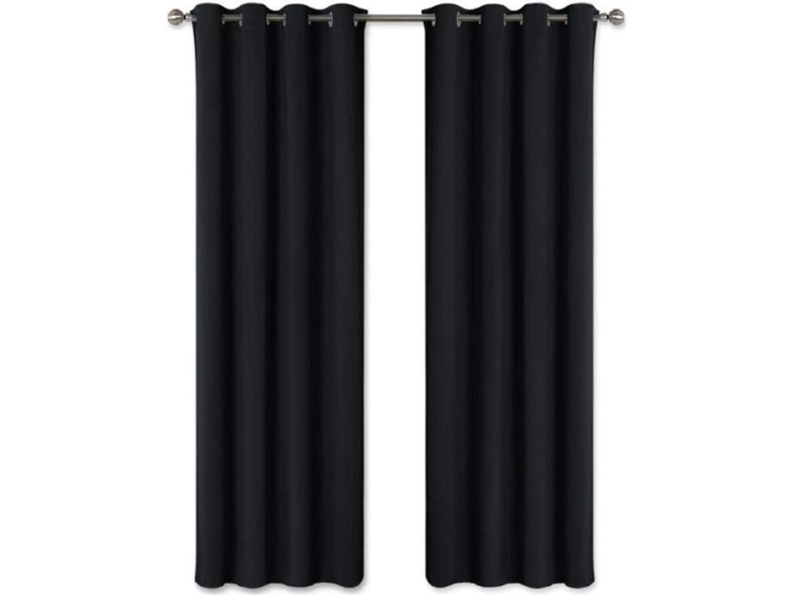 Cortina Blackout Térmica, Para Janela E Sala, Ilhós, Privacidade, Lavável, Conjunto 2 Peças, 160 X 240 Cm, Preto