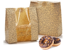 Pacote Com 100 Sacos De Papel Para Pão Hacaroa Janela Transparente, 108x10x4 Cm. Kraft Padaria Adesivos. Embalagem Marrom Torradas E Bolos.