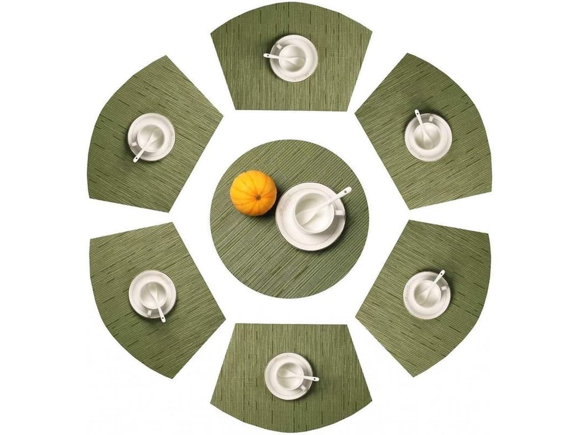 Nova Line conjunto de 7 Toalhas de Mesa Redonda com Central Heat Resistant Hme (7, Verde)