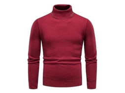 2026 jersey Hombre Cuello Alto Liso Slim Fit Invierno Tejido Grueso Abrigo Pullover Básico Llt L Vinho Tinto