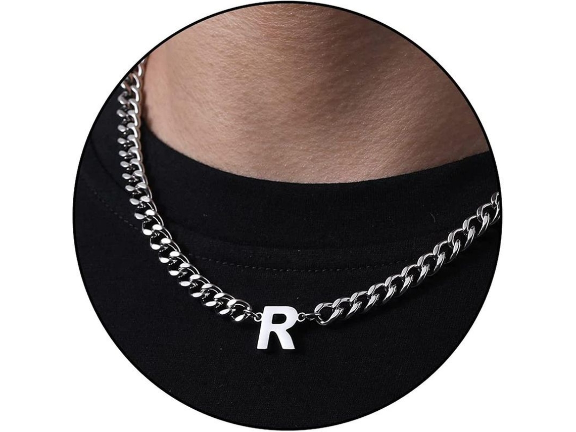 2026 collar de Cadena Cuban Link Con Letra Inicial A z Acero Inoxidable 6,5mm 18+2 Pulgadas Regalo de Joyería para Hombres, Mujeres Y Niños
