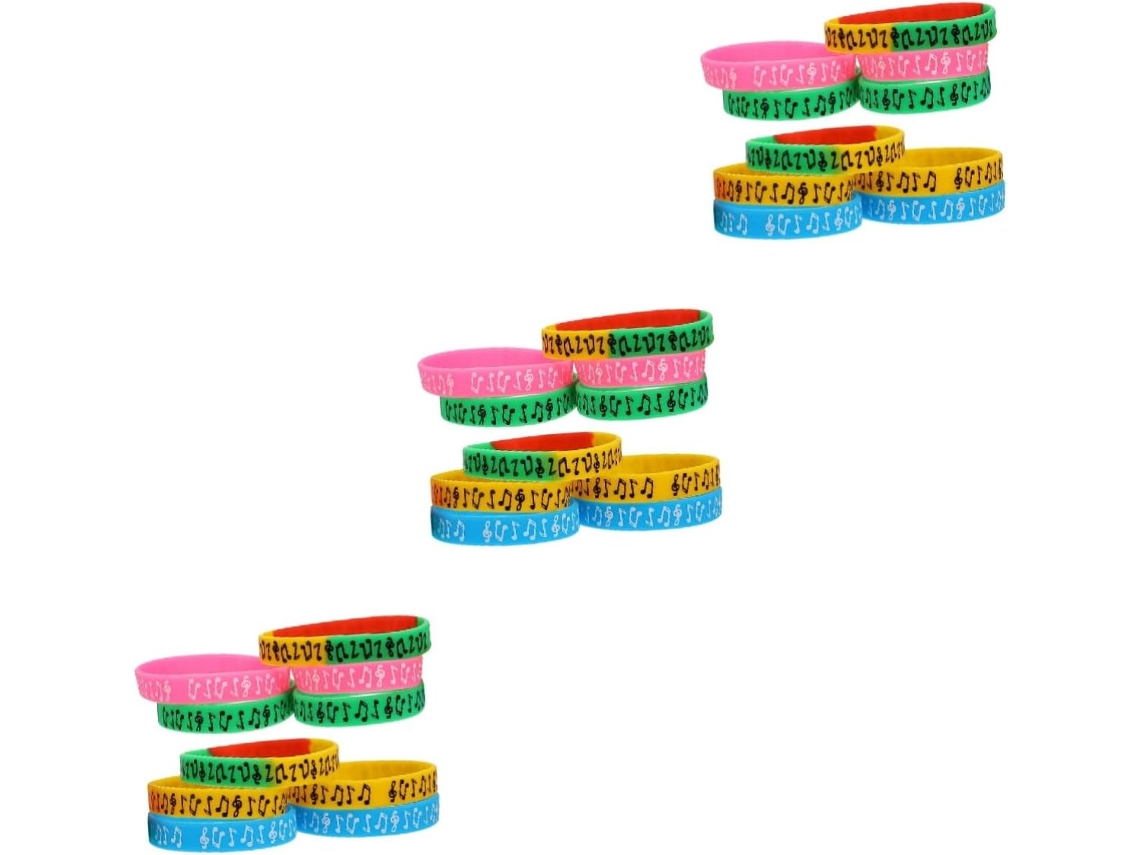 Conjunto Nuobesty Com 3 Pulseiras de Silicone Notas Musicais, Pulseira Pulseira, Acessórios Para Festivais, Cordão