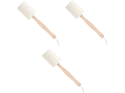 Conjunto Beaupretty Com 3 Esponjas Esfoliantes Para Banho, Escovas De Bucha Vegetal Com Cabos Madeira Para Banho E
