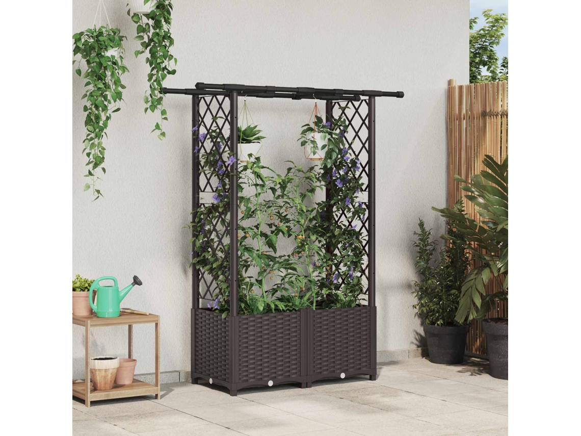 Vidaxl Cama Elevada Com Treliça E Telhado Castanho 124,5 X 40 X 136 Cm