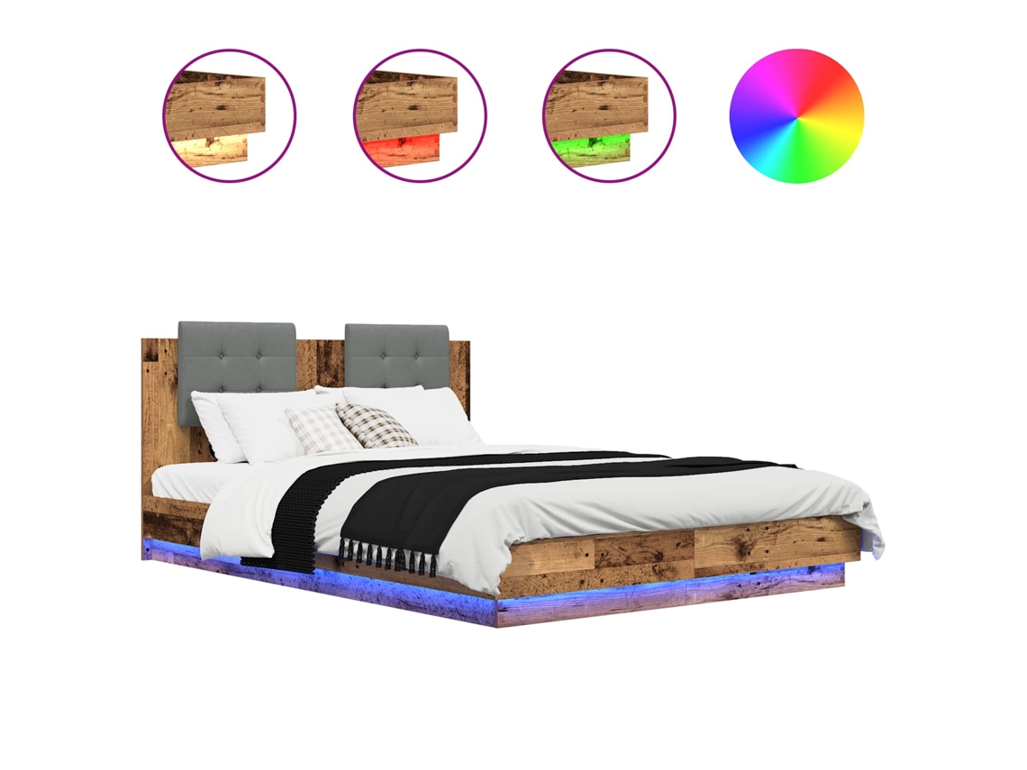 Estrutura de Cama com Cabeceira Madeira Antiga 160x200 cm MAISON EXCLUSIVE