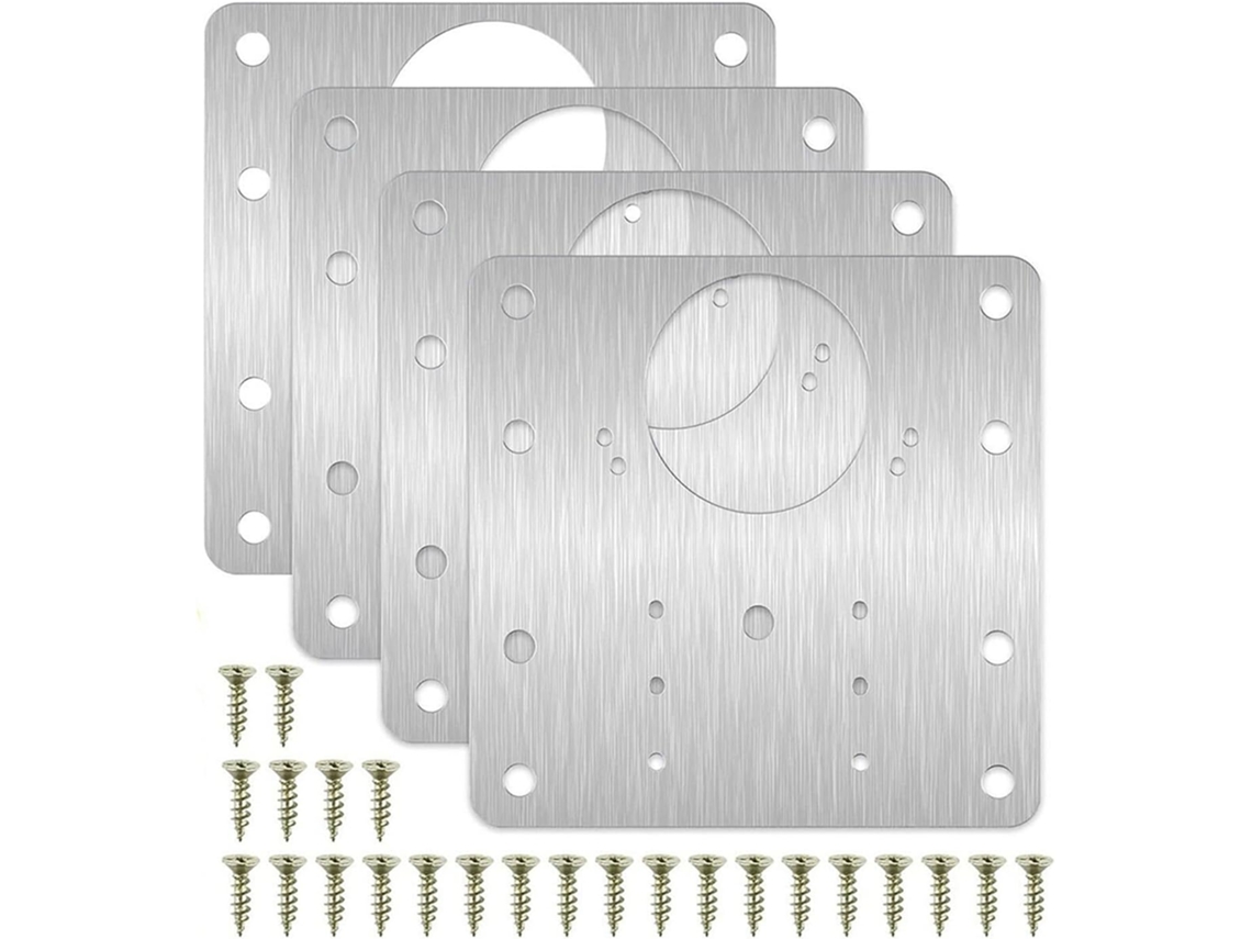 Placa De Reparo Dobradiças Em Aço Inoxidável, Prata, 9x9 Cm, Pacote Com 2 4 10 Peças