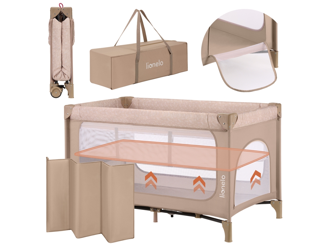 Berço De Viagem Lionelo Jasmin Easy Fold - 0-36 Meses - 2 Alturas - Colchão T25 - Dobrável - Bolsa De Transporte