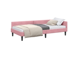 Estrutura de Cama de Canto Rosa 90 Cm X 200 Cm Veludo MAISON EXCLUSIVE