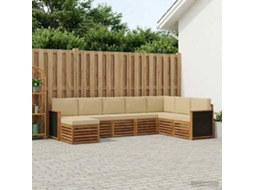 Vidaxl Conjunto De Sofás Para Exterior Com Almofada 6 Pcs Natural