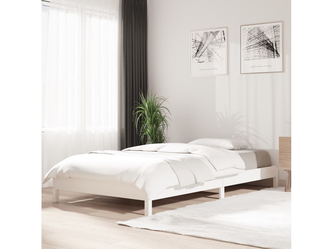 Vidaxl Cama Empilhável 90x190 Cm Madeira De Pinho Maciça Branco