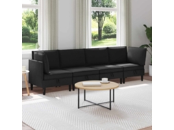 Vidaxl Conjunto De Móveis Para Sala De Estar 4 Unid. Preto Tecido